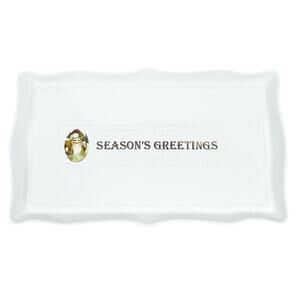 Grasslands Road Season's Greeting Rectangle Ceramic Serving Platter 15.5 x 9.5